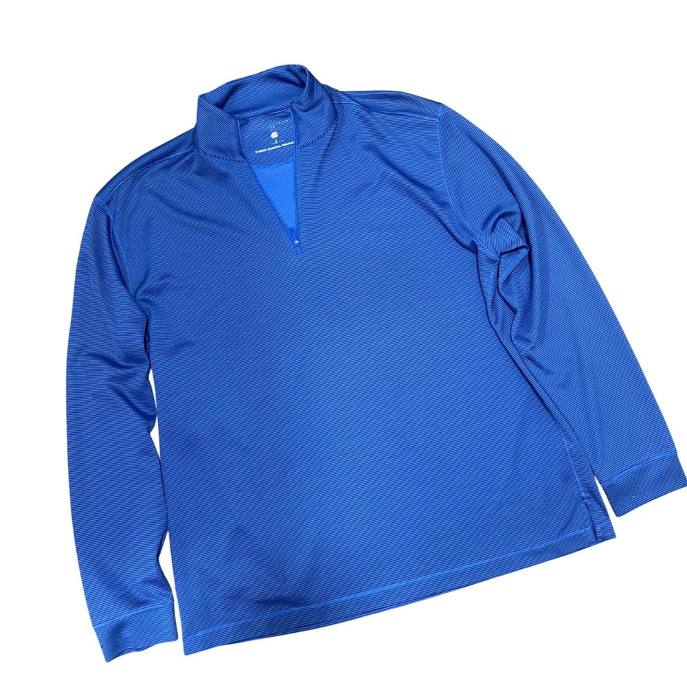 Bamboo Charcoal Endurance Mens‎ Blue Micro Stripe 1/4 Zip Pullover Golf Shirt XL